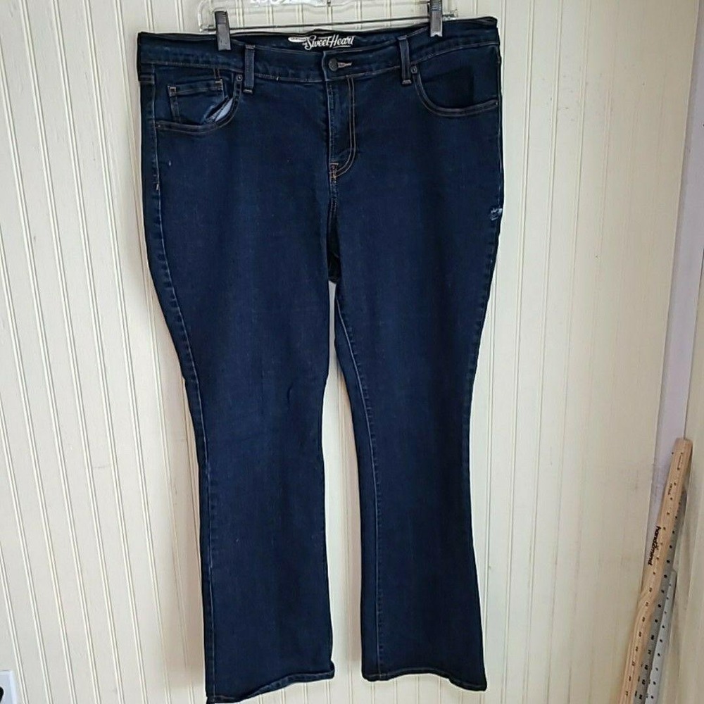 Old Navy Sweetheart Jeans Womens 16 Blue Dark Wash Bootcut Regular Stretch Denim